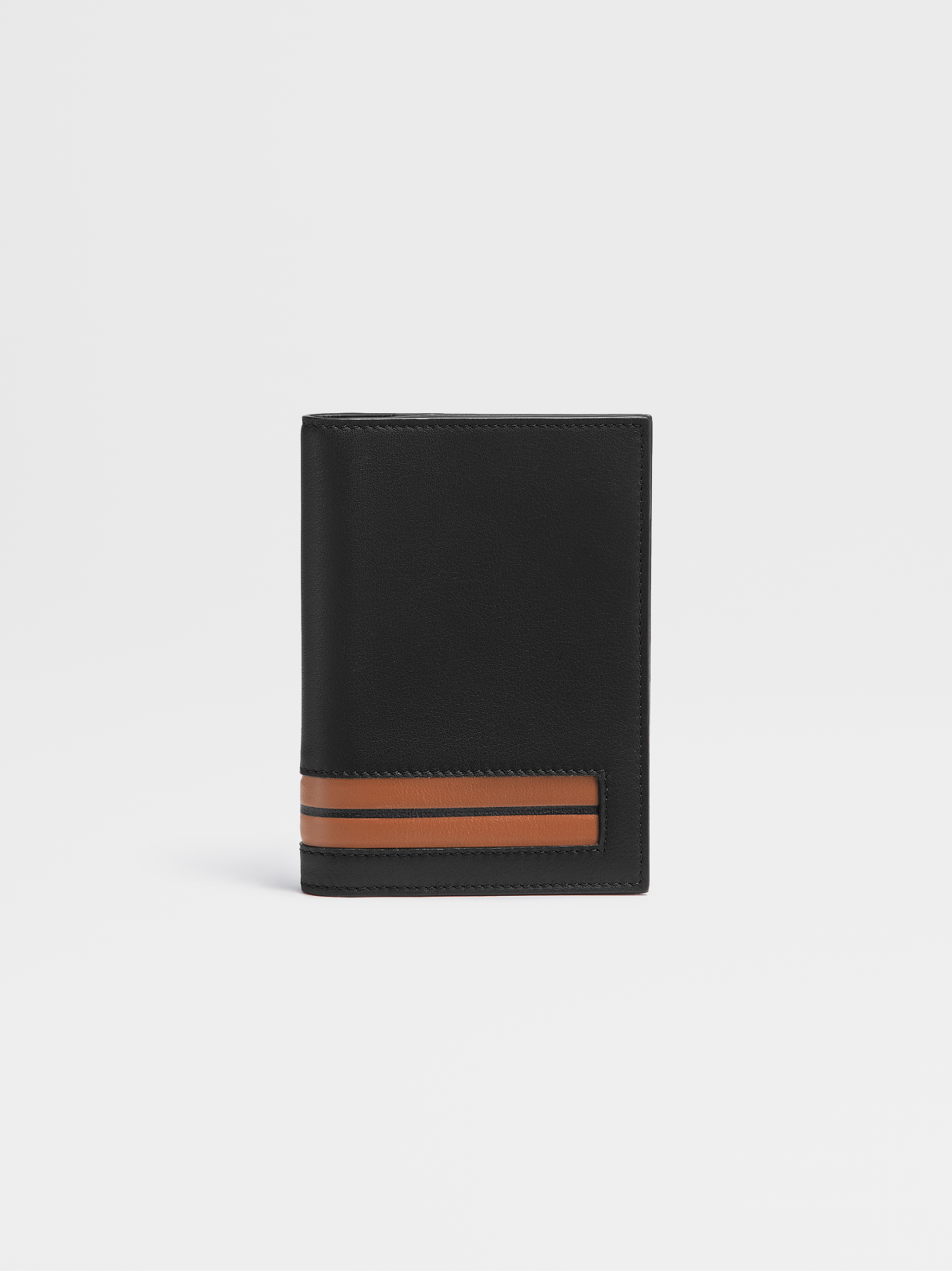 Black Smooth Leather Passport Case